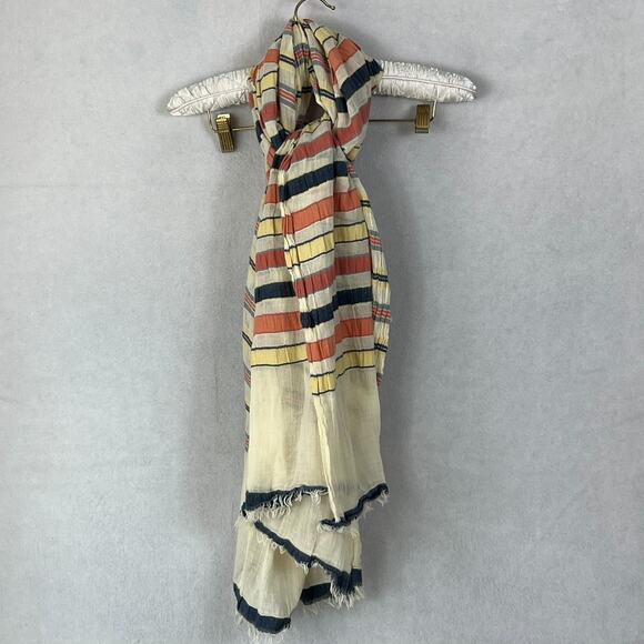 Unbranded Scarf Unisex Gauze Linen Blend Multicolor Fringe Soft Striped - Picture 1 of 8